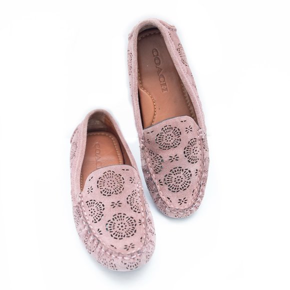 Coach Crosby Driver Slip On Shoes With Cut Out Floral in Blush - Picture 2 of 6